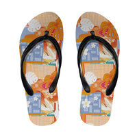 Hawaiian and Japanese Culture Together Flip Flops Palaka Japanese Art and Tropical Motif Tribal Patchwork LT03 Multicolor - Polynesian Pride