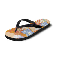 Hawaiian and Japanese Culture Together Flip Flops Palaka Japanese Art and Tropical Motif Tribal Patchwork LT03 - Polynesian Pride