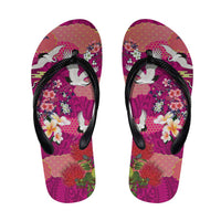 Hawaiian and Japanese Culture Together Flip Flops Pink Ohia Lehua Plumeria and Sakura Blooming LT03 Pink - Polynesian Pride