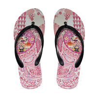 Hawaiian and Japanese Culture Together Flip Flops Tropical Honu with Japanese Elements Pink Color