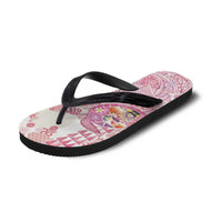 Hawaiian and Japanese Culture Together Flip Flops Tropical Honu with Japanese Elements Pink Color