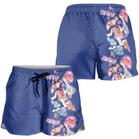 Hawaiian and Japanese Culture Together Shorts for Women Hawaiian Archipelago Shape Sea Animals LT03 - Polynesian Pride