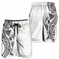 Hawaiian Kakau Tribal Sea Animals Tattoos Shorts for Men White Color
