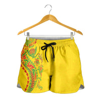 Hawaiian Kakau Tribal Sea Animals Tattoos Shorts for Women Kanaka Maoli Flag Color Inspired LT03 - Polynesian Pride