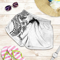 Hawaiian Kakau Tribal Sea Animals Tattoos Shorts for Women White Color LT03 White - Polynesian Pride