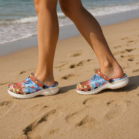 Hawaiian Love-Couple Dolphins and Flamingos Clogs Shoes - Polynesian Pride