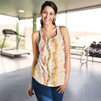 Hawaiian Ohia Lehua Lei Women Racerback Tank Plaid Palaka Ahiehie Pattern - Polynesian Pride