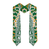 Hawaiian Plumeria Lei Graduation Stole Kakau Motifs and Palaka Half Style Green Color LT03 - Polynesian Pride