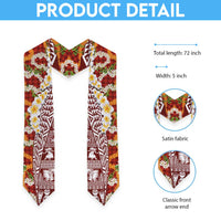 Hawaiian Plumeria Lei Graduation Stole Kakau Motifs and Palaka Half Style Red Color