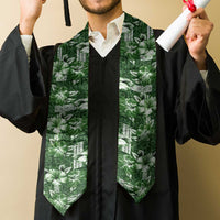 Hawaiian Quilt Pattern Graduation Stole Hibiscus and Tribal Element Vintage Green Vibe