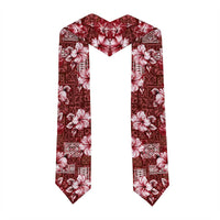 Hawaiian Quilt Pattern Graduation Stole Hibiscus and Tribal Element Vintage Red Vibe