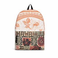 Hawaiian Tapa Backpack Traditional Vintage Pattern Orange LT05 Orange - Polynesian Pride