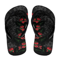 Hawaiian Taro Leaves and Ohia Lehua Flip Flops Polynesian Tribal Art Tropical Plants Motifs Grayscale LT03 - Polynesian Pride