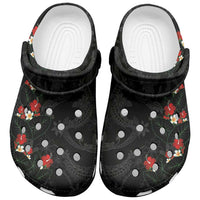 Hawaiian Taro Leaves-Hibiscus and Plumeria Clogs Shoes Floral Tribal Tattoo Motif LT03 Black - Polynesian Pride