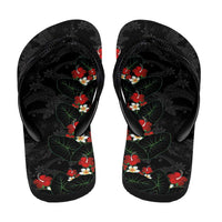 Hawaiian Taro Leaves-Hibiscus and Plumeria Flip Flops Floral Tribal Tattoo Motif LT03 - Polynesian Pride