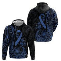 Polynesian Blue Power Hoodie - Colon Cancer Ribbon Turtle and Flowers LT7