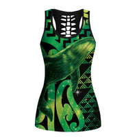 Humpback Whale Matariki New Zealand Hollow Tank Top NZ Maori Paikea Poutama Luxury Green LT14 Female Green - Polynesian Pride