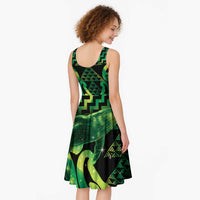 Humpback Whale Matariki New Zealand Midi Dress NZ Maori Paikea Poutama Luxury Green LT14 - Polynesian Pride