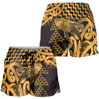 Humpback Whale Matariki New Zealand Shorts for Women NZ Maori Paikea Poutama Luxury Gold LT14 - Polynesian Pride
