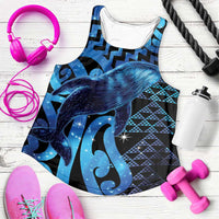 Humpback Whale Matariki New Zealand Women Racerback Tank NZ Maori Paikea Poutama Luxury Blue LT14 Blue - Polynesian Pride