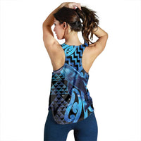 Humpback Whale Matariki New Zealand Women Racerback Tank NZ Maori Paikea Poutama Luxury Blue LT14 - Polynesian Pride