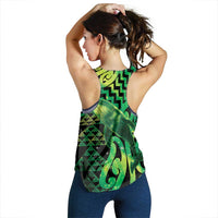 Humpback Whale Matariki New Zealand Women Racerback Tank NZ Maori Paikea Poutama Luxury Green LT14 - Polynesian Pride