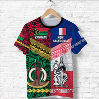 Vanuatu New Caledonia Flag Style T Shirt Together LT8 Unisex Blue - Polynesian Pride