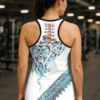 Kahui Whetu Paua Shell Kowhaiwhai Taniko Personalised Hollow Tank Top Manta Ray Shark-Turtle Maori Tribal Style LT9 - Polynesian Pride
