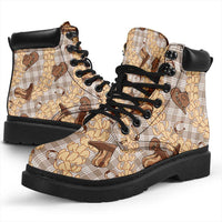 Khaki Palaka Hawaii Cowboy All Season Boots Puakenikeni Lei Paniolo Papale Seamless Vibes LT14 - Polynesian Pride