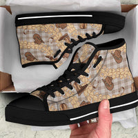 Khaki Palaka Hawaii Cowboy High Top Shoes Puakenikeni Lei Paniolo Papale Seamless Vibes LT14 Khaki - Polynesian Pride