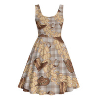 Khaki Palaka Hawaii Cowboy Midi Dress Puakenikeni Lei Paniolo Papale Seamless Vibes LT14 - Polynesian Pride