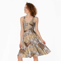 Khaki Palaka Hawaii Cowboy Midi Dress Puakenikeni Lei Paniolo Papale Seamless Vibes LT14 - Polynesian Pride