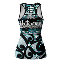 Kia Ora New Zealand Hollow Tank Top Aotearoa Proud Maori Paua Shell Silver Fern LT14 - Polynesian Pride