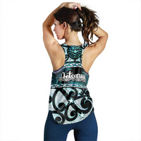 Kia Ora New Zealand Women Racerback Tank Aotearoa Proud Maori Paua Shell Silver Fern LT14 - Polynesian Pride