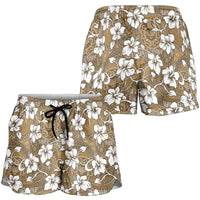 Kuvui Bula Fiji Shorts for Women Fijian Tapa Seamless Hibiscus LT14 - Polynesian Pride
