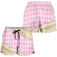 Light Pink Palaka Hawaii Leis Elegant Vibes Shorts for Women