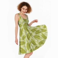 Lime Green Hawaii Kalo Palaka Motifs Midi Dress Hawaiian Taro Leaves Elegant Vibes LT14 - Polynesian Pride