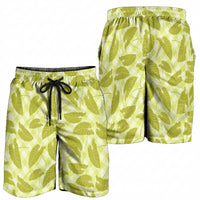 Lime Green Hawaii Kalo Palaka Motifs Shorts for Men Hawaiian Taro Leaves Elegant Vibes LT14 - Polynesian Pride