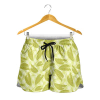 Lime Green Hawaii Kalo Palaka Motifs Shorts for Women Hawaiian Taro Leaves Elegant Vibes LT14 - Polynesian Pride