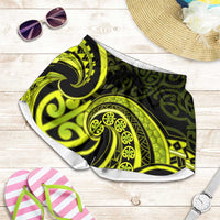 Lime Green New Zealand Mangopare Shorts for Women Aotearoa Maori Koru Style LT14 Lime Green - Polynesian Pride
