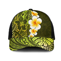 Lime Green Polynesia Mesh Trucker Cap Plumeria Tropical Leaves With Galaxy Polynesian Art - Polynesian Pride