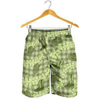 Lime Palaka Hawaii Cowboy Shorts for Men Puakenikeni Lei Paniolo Papale Seamless Vibes LT14 - Polynesian Pride