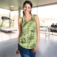 Lime Palaka Hawaii Cowboy Women Racerback Tank Puakenikeni Lei Paniolo Papale Seamless Vibes LT14 - Polynesian Pride