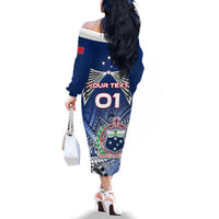 Custom Samoa Rugby Family Matching Off Shoulder Long Sleeve Dress and Hawaiian Shirt Toa Samoa Myriad Patterns LT01 - Polynesian Pride