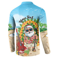 Personalized Hawaii Golf Christmas Button Sweatshirt Mele Kalikimaka Funny Golfer Santa - Polynesian Pride