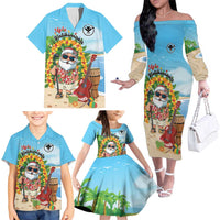 Personalized Hawaii Golf Christmas Family Matching Off The Shoulder Long Sleeve Dress and Hawaiian Shirt Mele Kalikimaka Funny Golfer Santa LT01 - Polynesian Pride