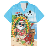 Personalized Hawaii Golf Christmas Family Matching Off Shoulder Maxi Dress and Hawaiian Shirt Mele Kalikimaka Funny Golfer Santa LT01 Dad's Shirt - Short Sleeve Blue - Polynesian Pride