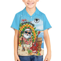 Personalized Hawaii Golf Christmas Family Matching Summer Maxi Dress and Hawaiian Shirt Mele Kalikimaka Funny Golfer Santa LT01 Son's Shirt Blue - Polynesian Pride