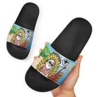 Hawaii Golf Christmas Slide Sandals Mele Kalikimaka Funny Golfer Santa - Polynesian Pride