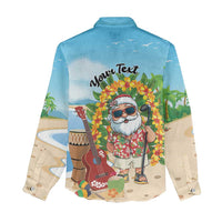 Personalized Hawaii Golf Christmas Women Casual Shirt Mele Kalikimaka Funny Golfer Santa - Polynesian Pride